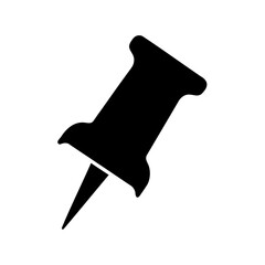 Simple black pushpin or thumbtack illustration against a clean white background