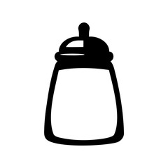 Stylized Illustration of a Baby Bottle with Nipple in Black and White