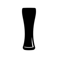 A sleek black silhouette of a pilsner glass on a white background