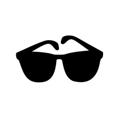 Silhouette of sunglasses with black lenses and frame on white background