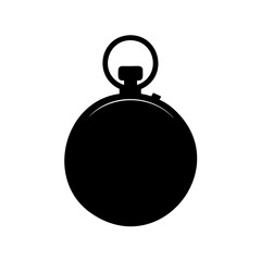 Black and White Illustration of a Vintage Style Pocket Watch Silhouette
