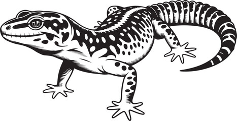 Detailed leopard gecko standing with spotted skin an intricate reptile illustration