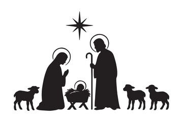 silhouette of navity holy night