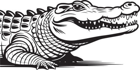 Powerful alligator head with open mouth and sharp teeth showing danger and reptilian strength