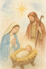 Obraz premium watercolor simple christmas nativity backdrop