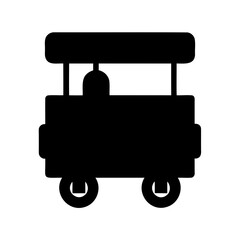 Black silhouette of a boxy vintage wagon or train car design