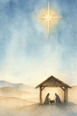 watercolor simple christmas nativity backdrop
