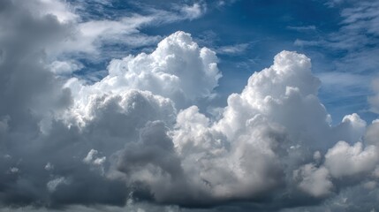 Dramatic cumulus clouds against a clear blue sky meteorology and weather