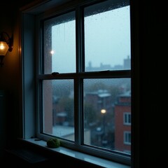 AI generated Charming and intimate setting with city twilight glowing through studio glass