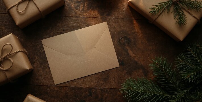 Christmas Greeting Card Mockup with Festive Holiday Decorations
