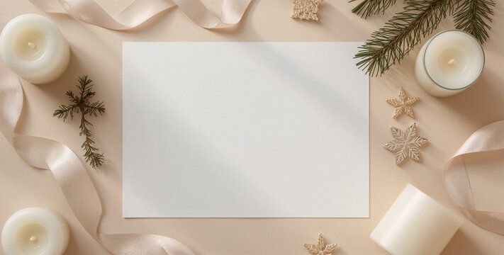 Christmas Greeting Card Mockup with Festive Holiday Decorations