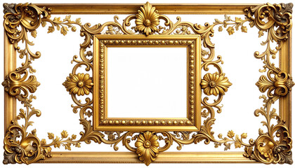 Obraz premium Ornate, gilded picture frame on black