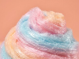 Fototapeta premium Close-up Macro Shot of Pastel Rainbow Cotton Candy Texture.