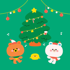 Cute christmas character stickers collection for holiday season