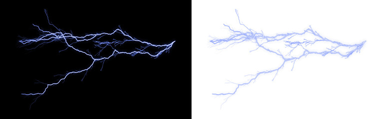 Dynamic blue lightning bolt illustration with pixelated and realistic electric discharge effects