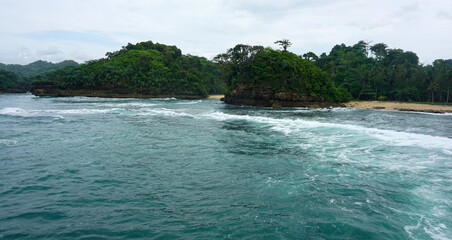 Naklejka premium Ngliyep Beach Landscape in Malang, East Java, Indonesia
