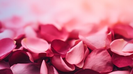Fototapeta premium A close-up view of delicate pink and red rose petals, creating a soft and romantic atmosphere.