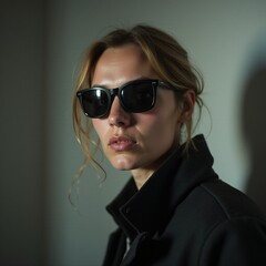 AI generated Stylish outdoor portrait, Edgy fashion figure with intense gaze in nighttime