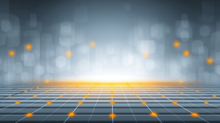 Abstract digital landscape with glowing grid, bright lights, and soft bokeh effect, creating a futuristic and modern ambiance for backgrounds.