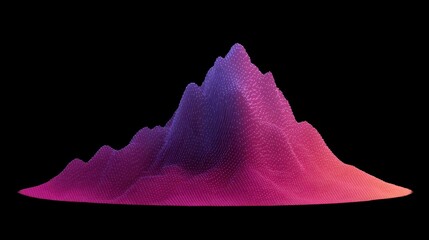 3D abstract landscape visualization with smooth contours and vibrant coloring in shades of purple and pink, set against a black background for striking contrast