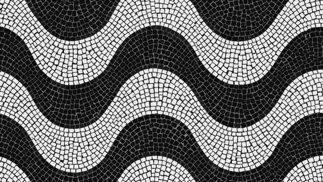 Grunge Ipanema Pavement Texture - Distressed Black and White Seamless Stone Pattern