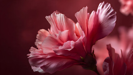 Vibrant Pink Peony Flower Blooming in Garden, Close-up View of Delicate Petals and Soft Focus Background