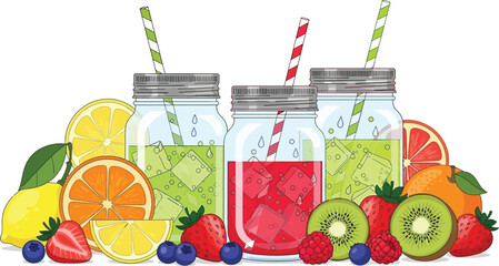 Refreshing Homemade Fruit Drinks with Fresh Berries and Citrus Delights