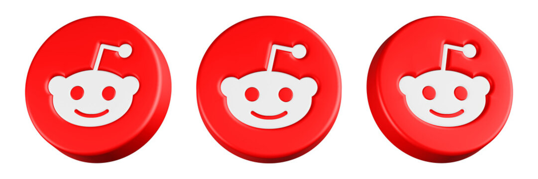 3d rendering icon reddit red round button