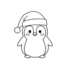 Obraz premium Cute penguin wearing Santa hat for Christmas fun