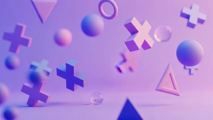 Pastel Geometry Floating Shapes in Dreamy Gradient.