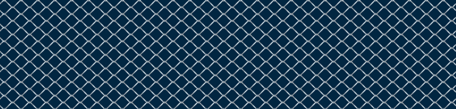 Silver Mesh seamless pattern vector texture for wab. teel wire chain link fence seamless pattern. grille fence background,Chain-link mesh fence On the blue background.