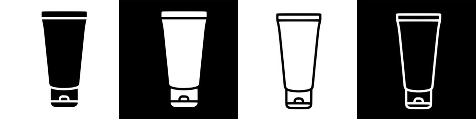 Modern Cosmetic Tube Icons: Minimalist Vector Graphic Elements for Beauty Product Packaging