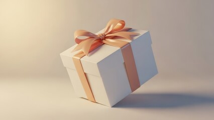 Obraz premium Gift of Delight Elegant box with rose ribbon with minimal background, and soft light.