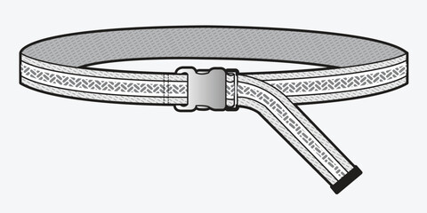 Elastic belt flat sketch vector mockup template technical illustration.