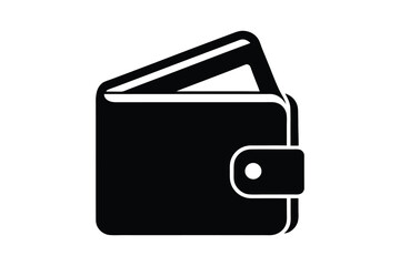 Black wallet icon simple flat vector illustration isolated on white background