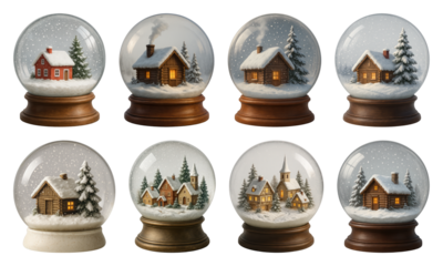 PNG Charming winter snow globe collection, element set on transparent background