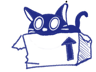 cat on box on white background, Digital illustration	