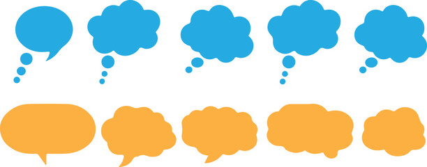 Speech Bubble; Bubble message vector icon set. Chat box, message, dialogue, and comment collection.  Communication conversation bubbles