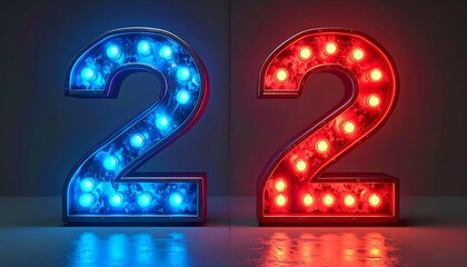Illuminated Number Twenty-Two - A Vibrant Display of Light and Color.