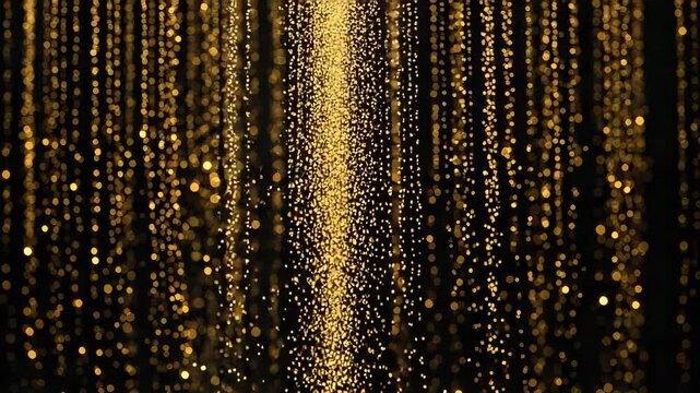 Cascading Golden Glitter Particles Falling Down sparkle Background