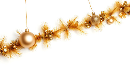 Set of golden christmas decoration isolated on white.