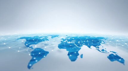 Global Connectivity Network Illustration with Abstract World Map and Digital Grid, Representing Technology and Communication in Modern Society