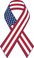 American flag ribbon awareness symbol isolated on background. American Flag Awareness Ribbon 