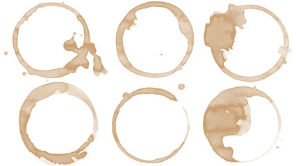 Coffee cup stain, isolated on transparent background.