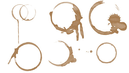  coffee cup stains, Isolated On White Background, tea ring stamps Illustration
