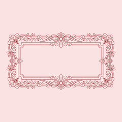 Ornate red floral frame with intricate patterns and symmetrical