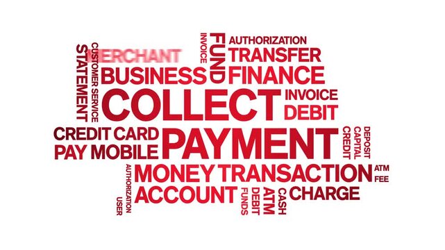 Collect Payment animated word cloud-text design animation tag kinetic typography seamless loop.