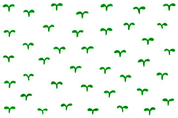 手描きイラスト　双葉の背景模様