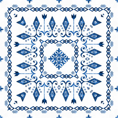 Seamless blue tile pattern on white background.
