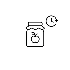 Jam and clock. Food scheduled delivery and meal pick-up on time. Groceries shelf life. Fresh farm to table produce. Pixel perfect, editable stroke vector icon